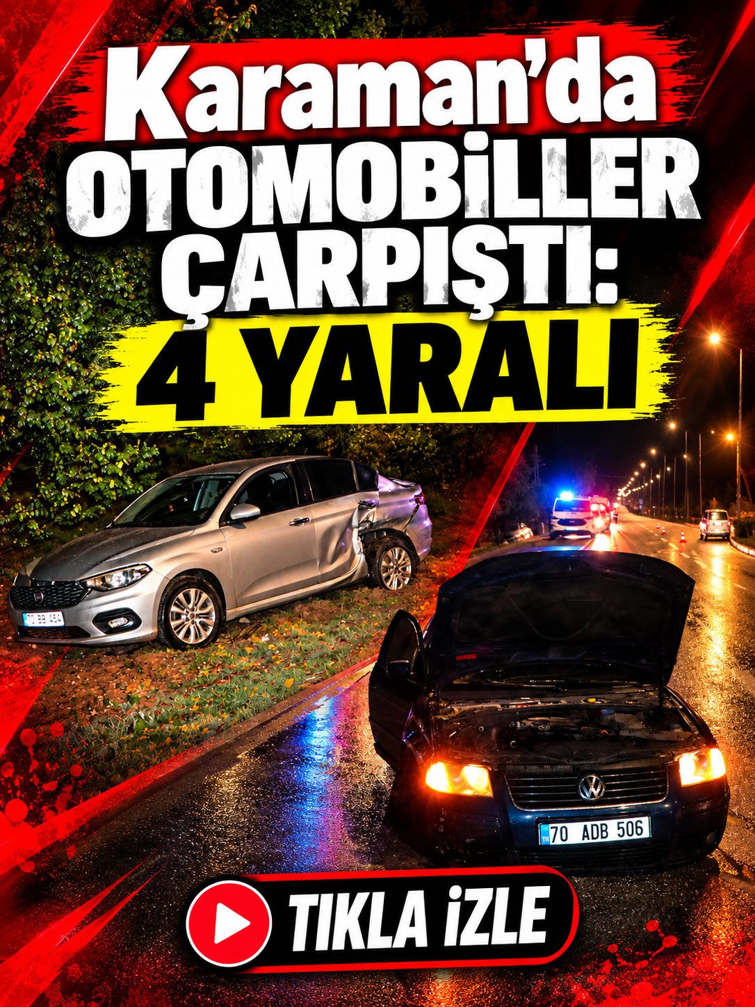 Karaman’da otomobiller çarpıştı 4 yaralı