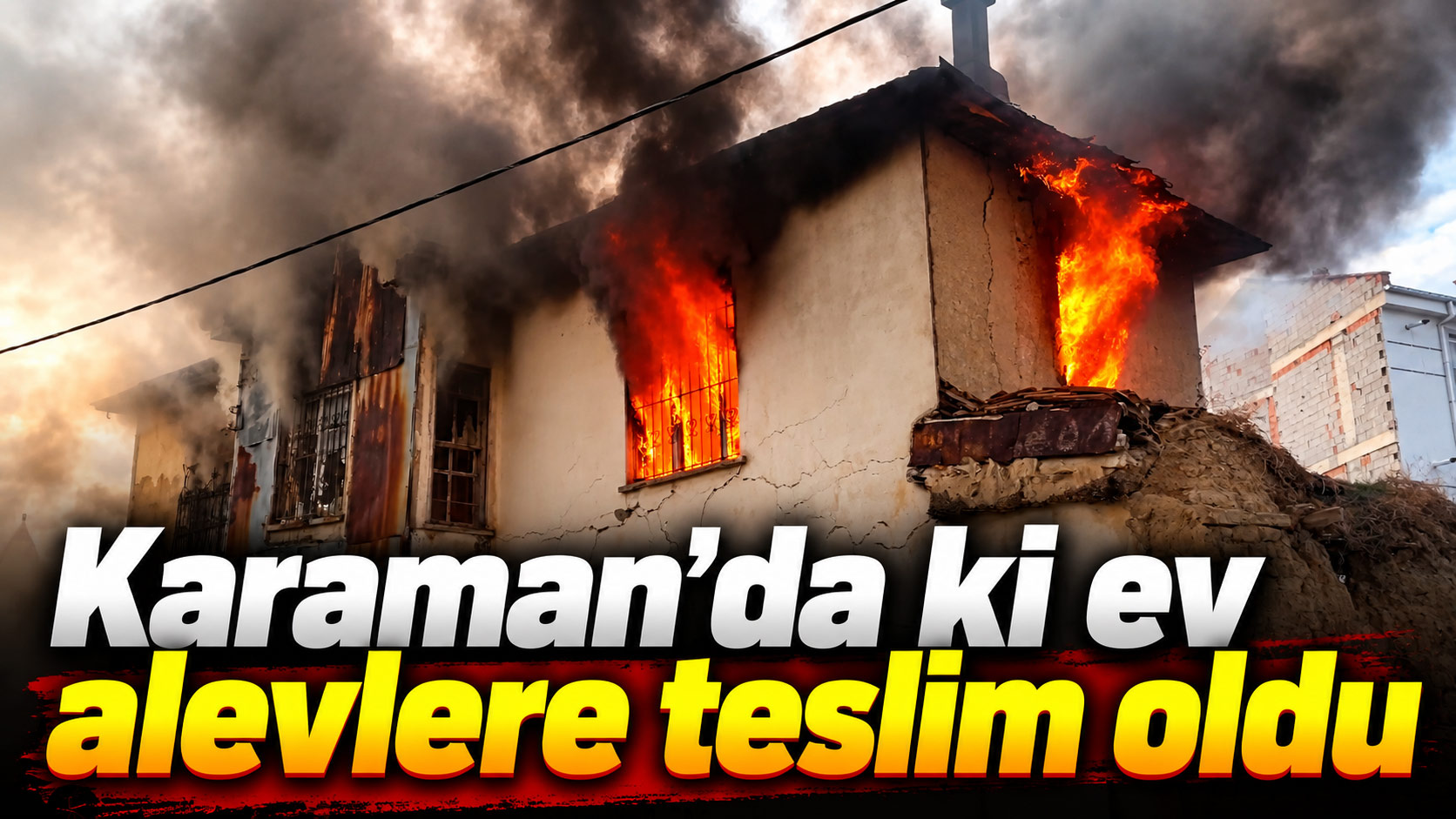  Karaman’da metruk ev alevlere teslim oldu