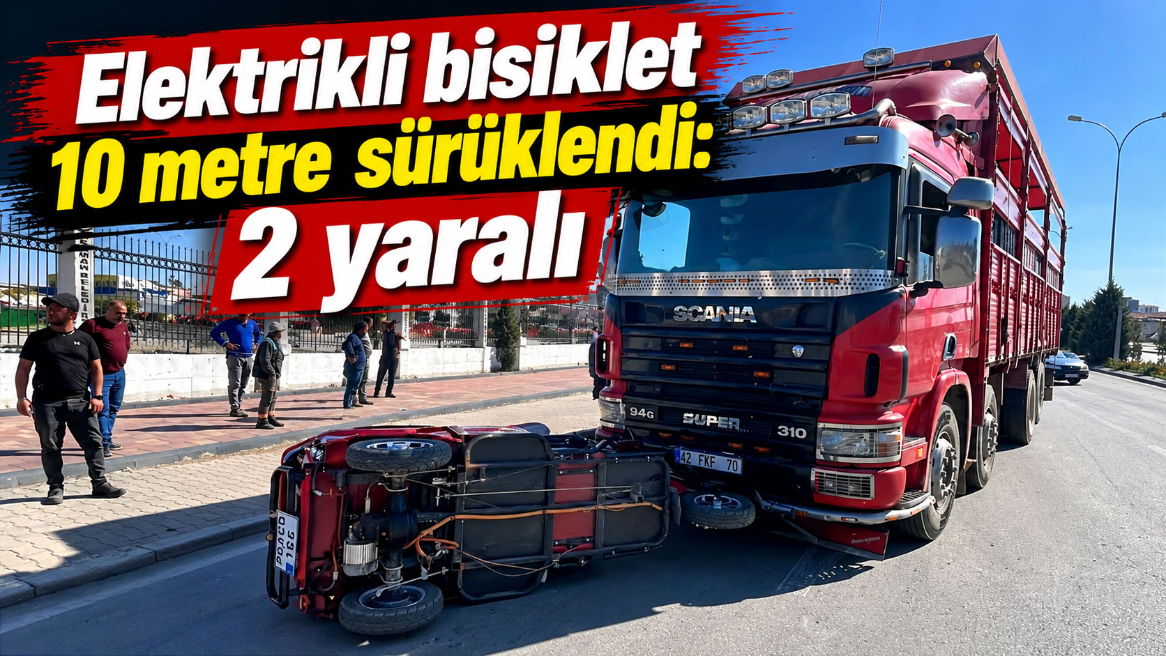 Elektrikli bisiklet 10 metre sürüklendi 2 yaralı