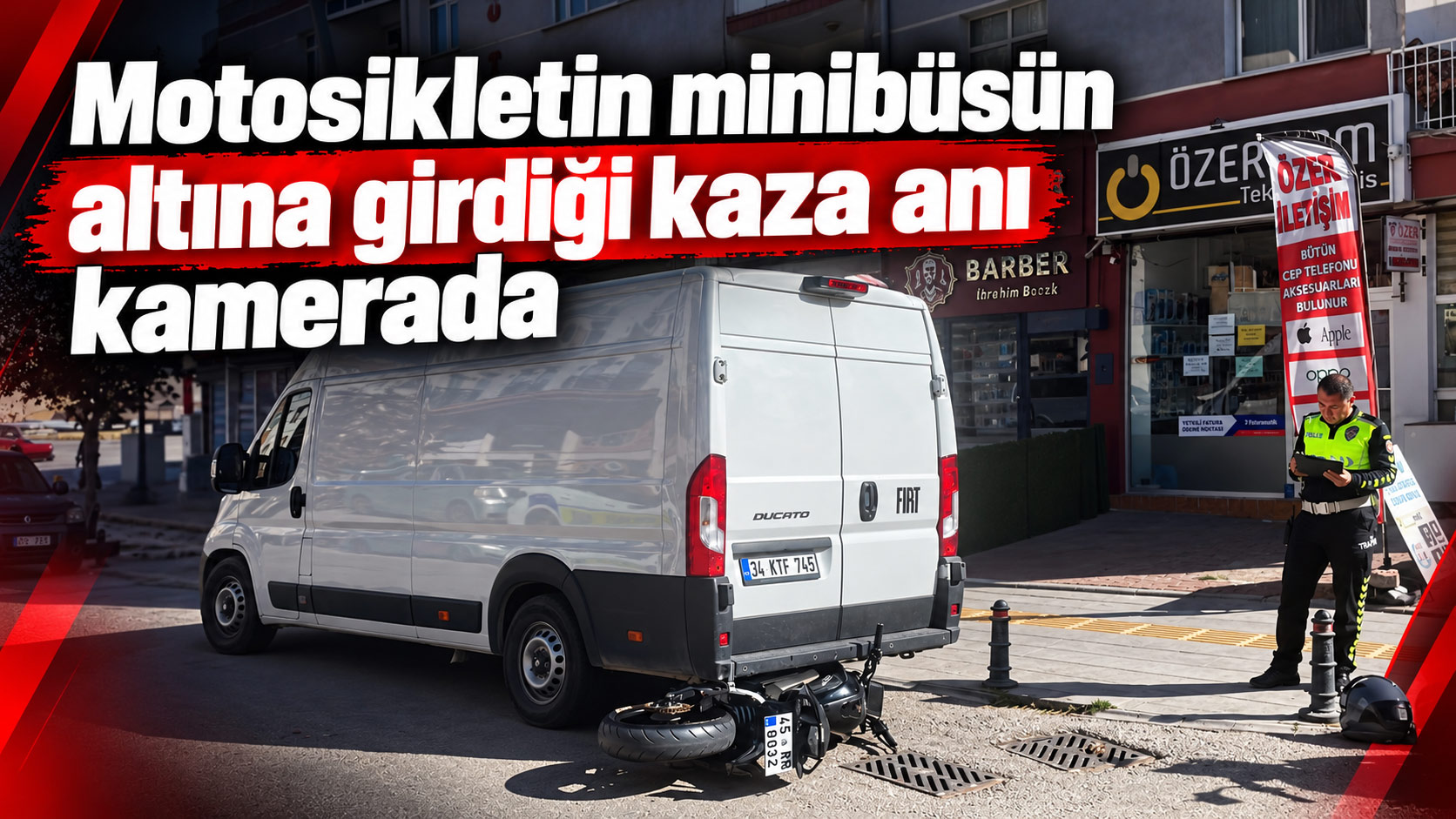 Karaman’da motosikletin minibüsün altına girdiği kaza anı kamerada